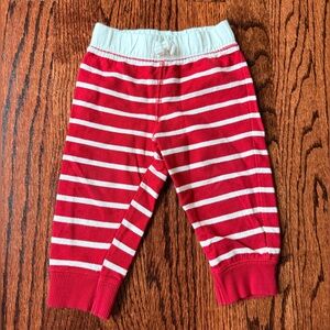 Carter's Red & White Striped Baby Holiday Sweatpants - Size 9 months